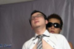 顔射でマーキング！！エリートリーマンが濃厚白濁汁をイケメンゴーグルマンの顔面にぶちまける！！　エリートリーマン